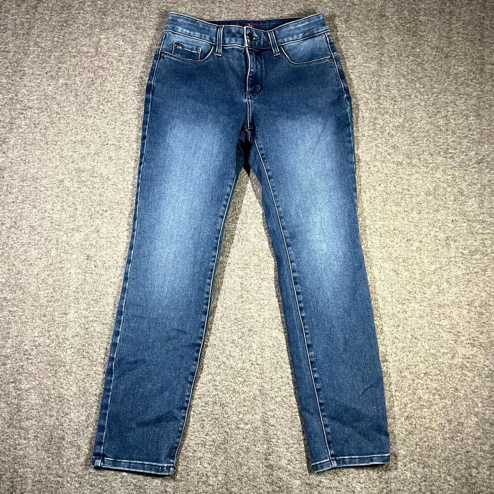 NYDJ Women’s Medium Wash Stretch Tummy Tuck Mid Rise Alina Legging Jeans 4P